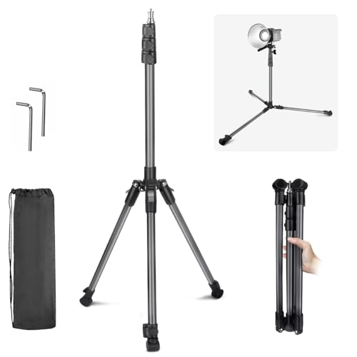 JEBUTU Photography Light Stand, 6.5ft/200cm Tripod Light Stand for Travel, Light Stand w 1/4" Srew, Reversible Portable - Image 2