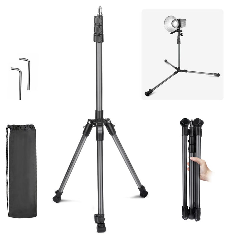 JEBUTU Photography Light Stand, 6.5ft/200cm Tripod Light Stand for Travel, Light Stand w 1/4" Srew, Reversible Portable - Image 1