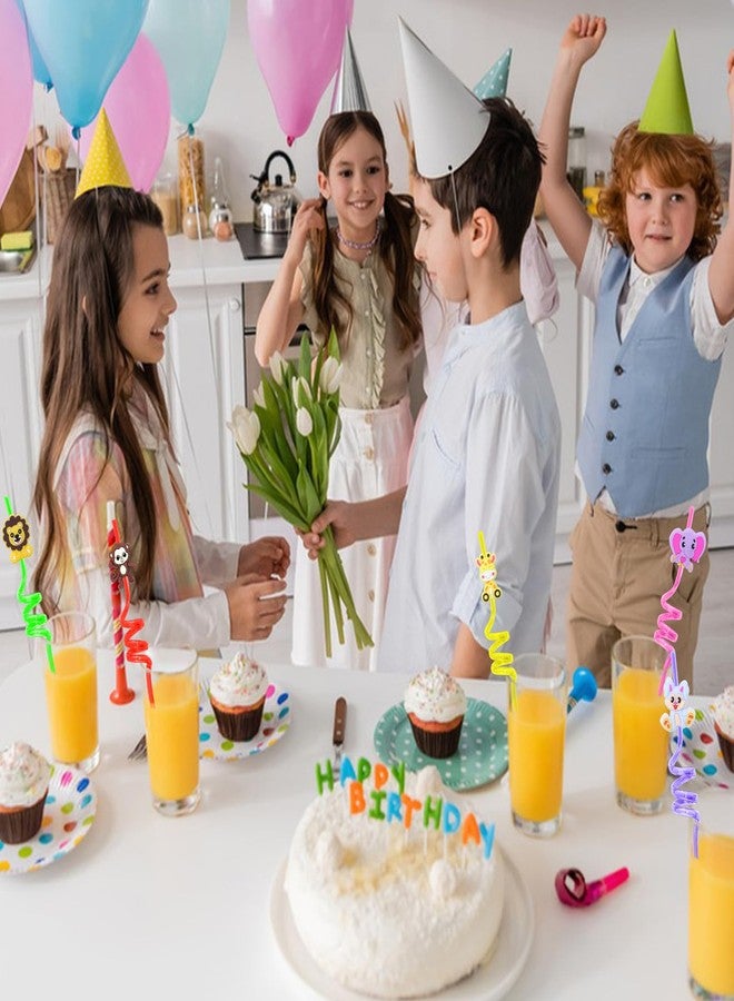 Moncinday 24Pcs Jungle Animal Party Straws for Jungle Animal Party Favors, Animal Themed Party Decorations Reusable Animal Straws for Animal Party Supplies for Kids Boys Girls - Image 3