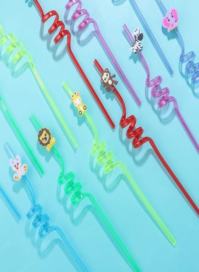 Moncinday 24Pcs Jungle Animal Party Straws for Jungle Animal Party Favors, Animal Themed Party Decorations Reusable Animal Straws for Animal Party Supplies for Kids Boys Girls - Image 2