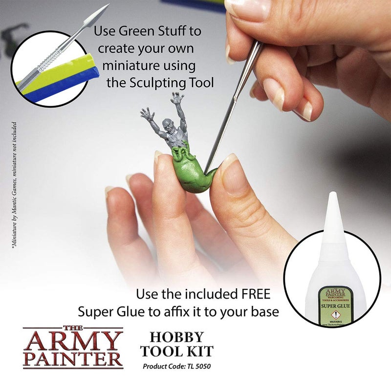 The Army Painter Hobby Tool Kit - 7-Piece Plastic Model Kit Tools for Miniatures with Green Stuff & Model Glue - Beginners Model Building Kits, Model Kit Accessories, Model Tool Kit for Plastic Models - Image 4