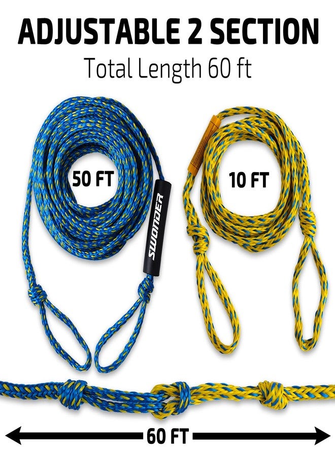 Swonder 2-Section Tow Ropes for Tubing, 1-2 Rider 60FT Ropes for Towable Tubes - Image 3