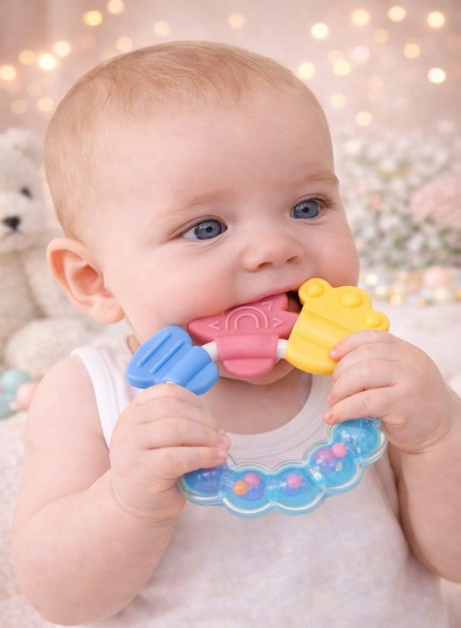 Joy Buzz عضاضة أطفال من السيليكون على شكل جرس من جوي باز، مناسبة للأطفال من عمر 3 أشهر فما فوق | لعبة تسنين ناعمة وخالية من مادة BPA | عضاضة آمنة للرضع | شكل دائري | (أزرق) - Image 3