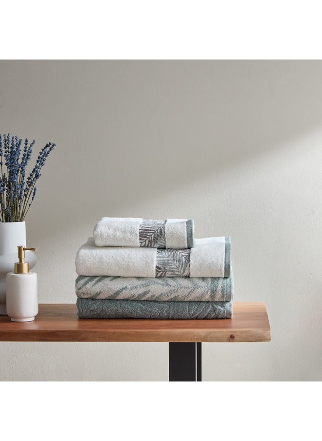 Home Box منشفة حمام قطن تركي مزخرفة بحافة زهور جاكار 140 × 70 سم  - Image 4