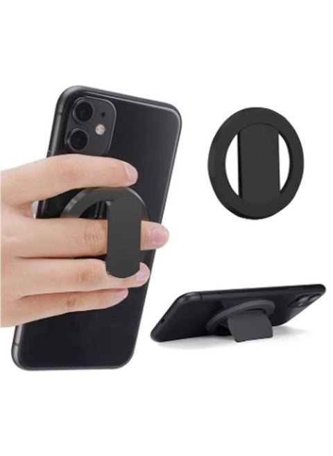 Magnetic Phone Ring Holder, Ultra-Thin Anti Drop Finger Kickstand Silicone Back Ring, Cell Phone Grip Phone Stand for Magnetic Car Mount and Most Smart Phones and Tablets (Black)