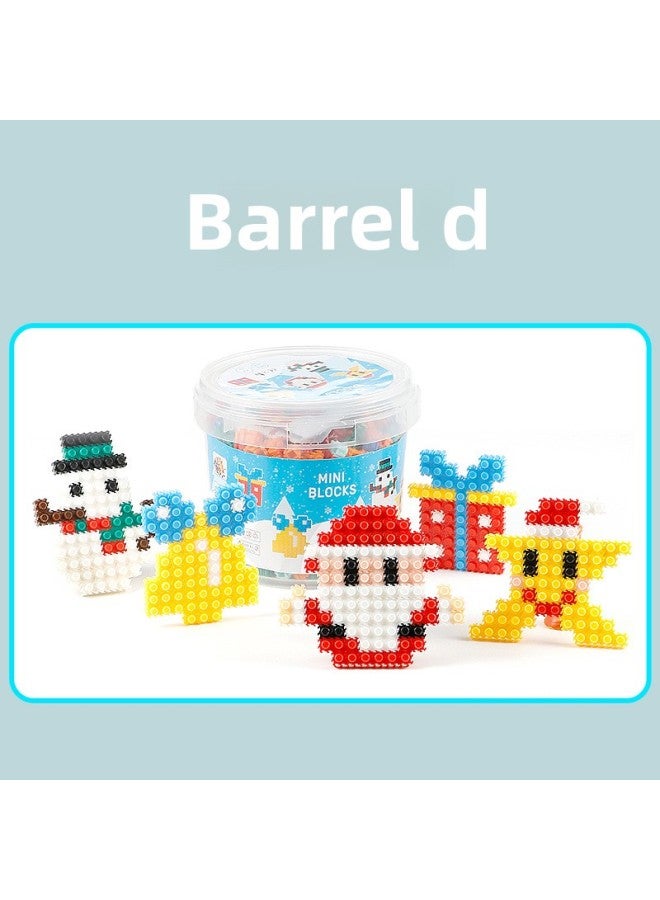 Children's Educational Small Particle Building Blocks Handmade DIY10mm Barrel Flat Miniature Building Blocks Assembling Toys Suit-Color:Barrel D - Image 1