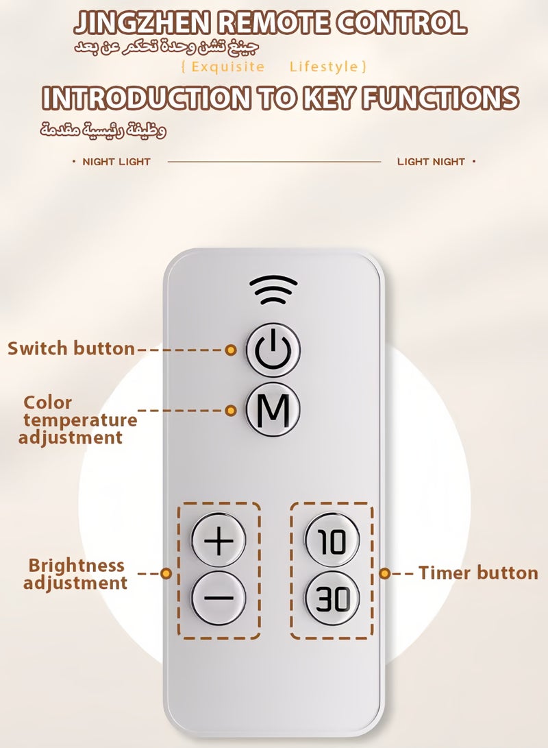 Comysubao LED Cabinet Light, Rechargeable Night Light Illumination with Clock, Touch, Remote Control, Camping Light, Three Color Temperatures. Night Light Can Be Used for Reading and Eye Protection for Infants, Students, And Children - Image 5