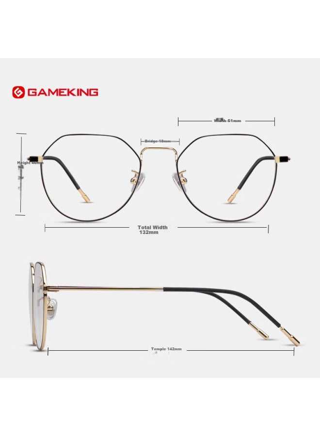 Gameking Blue Light Blocking Radiation Protection Gl Uni Titanium Frame Plain Gl For Myopia With Prescription Lens Compatible 8029 Black Gold