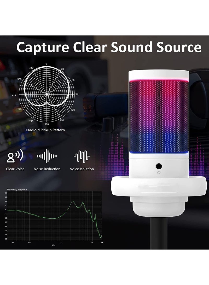 erorex Condenser Microphone, Gaming Microphone suitable for Mac/PS4/PS5, USB Microphone for PC with RGB, Touch Mute, Plug and Play, Gain knob & Monitoring Mic for Recording, Streaming, Podcasts  - Image 4