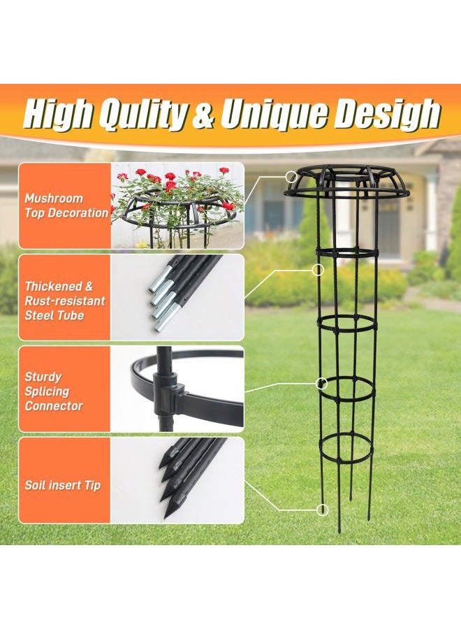 Anothera 65 Inch Garden Trellis for Climbing Plants Outdoor, Mushroom Top Trellis for Potted Plants, Vines, Roses, Clematis, and Vegetables, Plant Trellis Support 2 Pack - Image 3