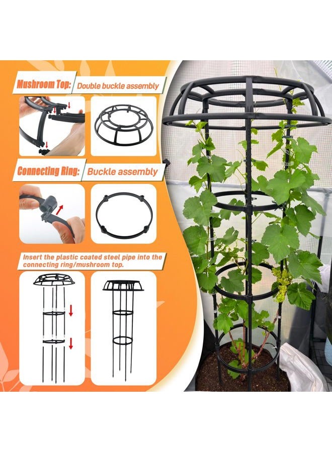 Anothera 65 Inch Garden Trellis for Climbing Plants Outdoor, Mushroom Top Trellis for Potted Plants, Vines, Roses, Clematis, and Vegetables, Plant Trellis Support 2 Pack - Image 4