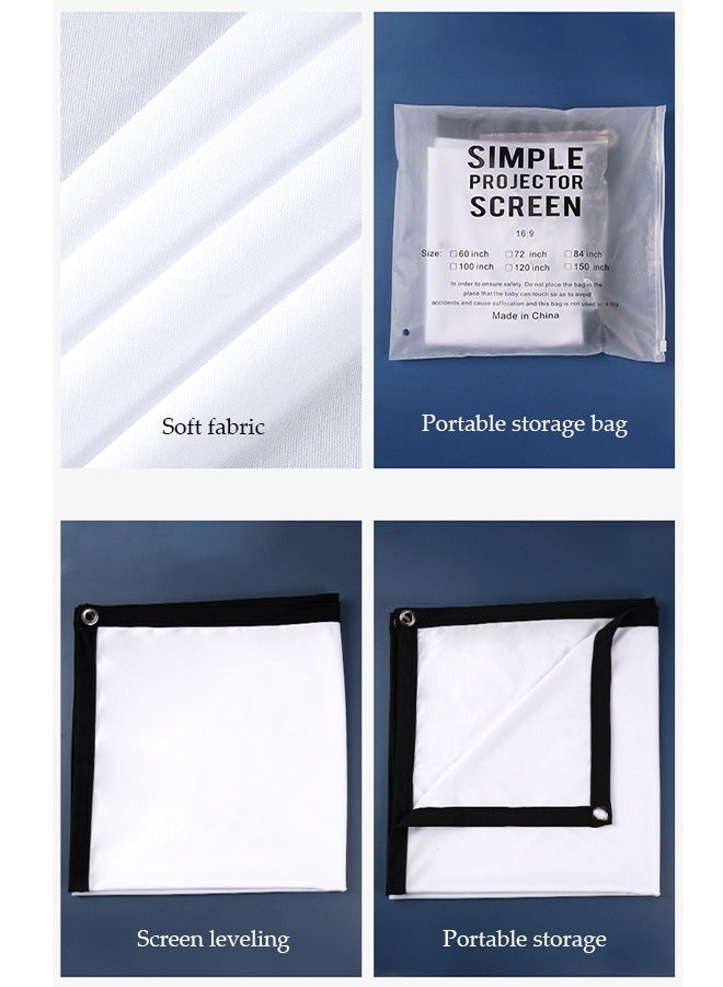 Projector screen, outdoor high definition portable projector screen, polyester black edge soft screen, foldable, suitable for offices, outdoor，homes (120 inches，16:9，2.65 * 1.49m) - Image 4