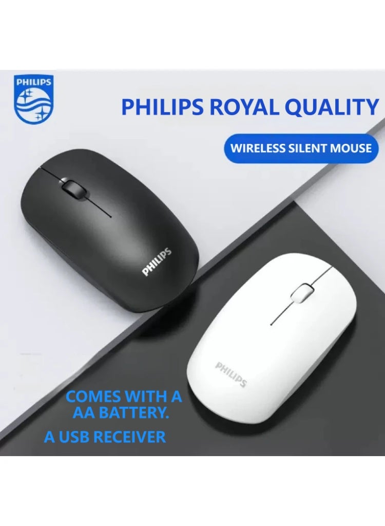 فيليبس Philips SPK7315 Wireless Silent Mouse, 1200DPI Precise Tracking, 2.4GHz Wireless Connection, Black & White, Portable for Office & Home Use WHITE - Image 1