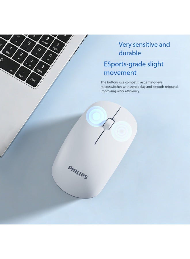 فيليبس Philips SPK7315 Wireless Silent Mouse, 1200DPI Precise Tracking, 2.4GHz Wireless Connection, Black & White, Portable for Office & Home Use WHITE - Image 4