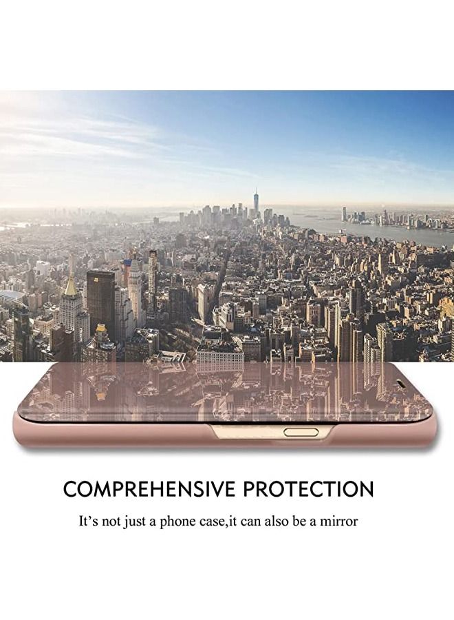 Samsung Galaxy A54 5G Leather Case Cover Protector with Slim View Makeup Mirror Flip Cover, with Kickstand Shockproof Comfortable Touch Smart Sleep Cover for Samsung A54 - Image 5