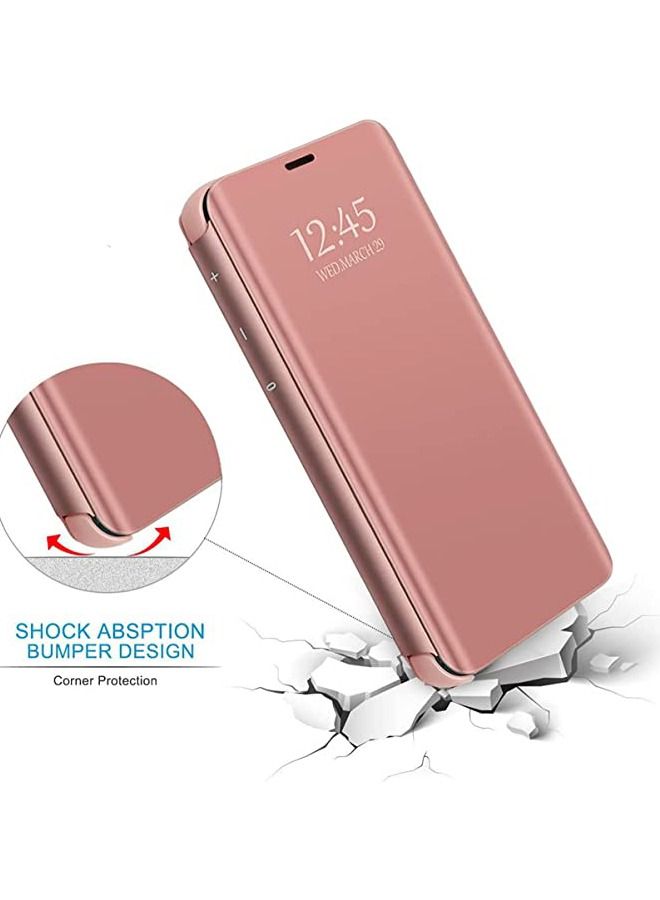 Samsung Galaxy A54 5G Leather Case Cover Protector with Slim View Makeup Mirror Flip Cover, with Kickstand Shockproof Comfortable Touch Smart Sleep Cover for Samsung A54 - Image 3
