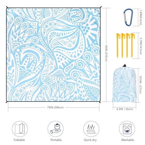 HIHOHO Beach Blanket Waterproof Sandproof Extra Large Beach Mat 79" X 83"/120"x108"for 1-8 Adults Quick Drying Durable Outdoor Picnic Mat for Beach Travel Camping Hiking - Image 2