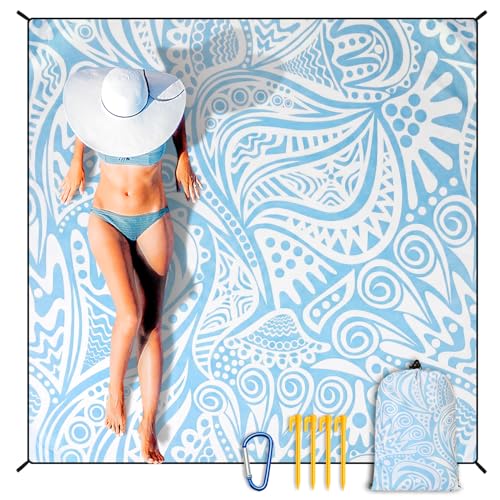 HIHOHO Beach Blanket Waterproof Sandproof Extra Large Beach Mat 79" X 83"/120"x108"for 1-8 Adults Quick Drying Durable Outdoor Picnic Mat for Beach Travel Camping Hiking - Image 1