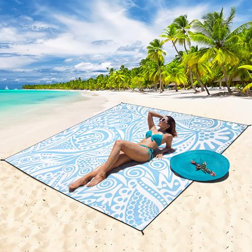 HIHOHO Beach Blanket Waterproof Sandproof Extra Large Beach Mat 79" X 83"/120"x108"for 1-8 Adults Quick Drying Durable Outdoor Picnic Mat for Beach Travel Camping Hiking - Image 5