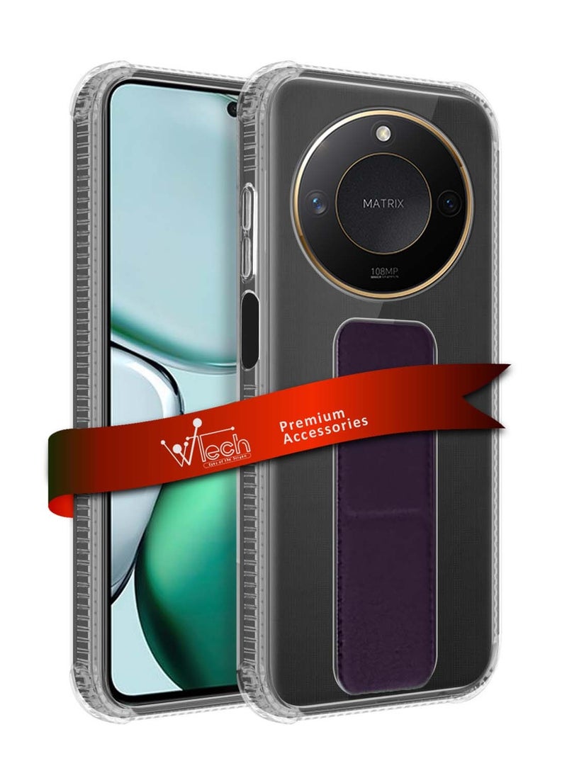 Wtech Honor X9c Smart 2024 TPU Hand Grip Air Pillow Case Cover - Clear/Eggplant Purple - Image 1