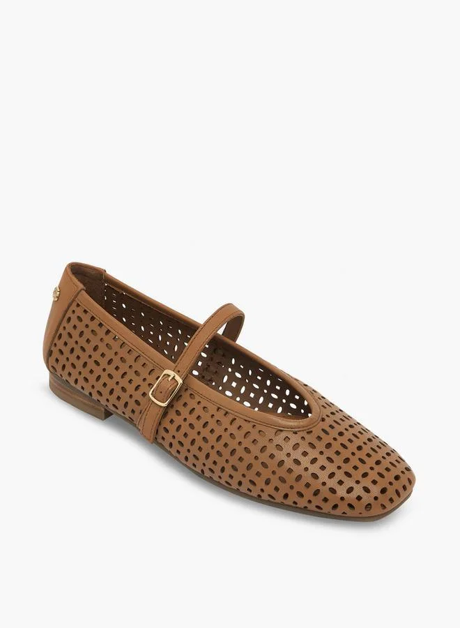 Carmela Women Laser Cut Leather Mary Jane Shoes