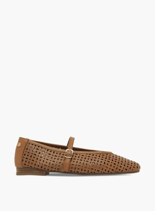 Carmela Women Laser Cut Leather Mary Jane Shoes