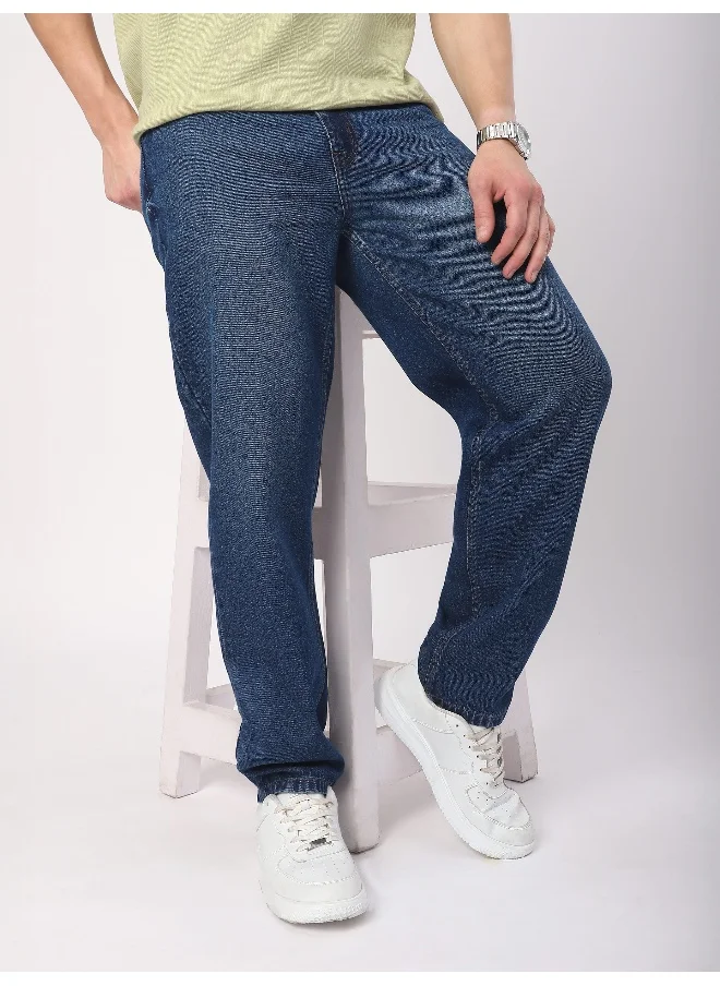 بيونغ Dark Blue Faded Baggy Fit Jeans for men