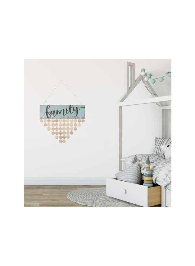 Family Birthday Reminder Hanging DIY Wooden Calendar Plaque Home Wall Decoration (Blue) - Image 2