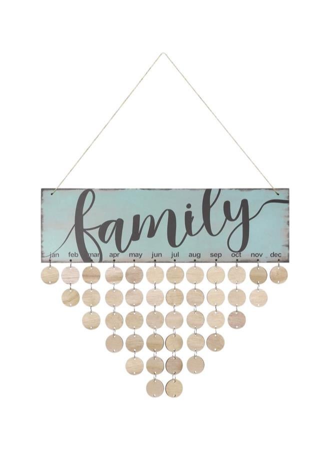 Family Birthday Reminder Hanging DIY Wooden Calendar Plaque Home Wall Decoration (Blue) - Image 1