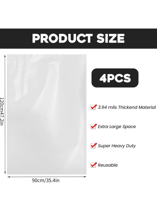 4 Pcs Extra Large Clear Plastic Storage Bags, 90 x 120CM Big Giant Jumbo Huge Flat Large Plastic Bags, Large Storage Bags for Luggage, Suitcase, Furniture, Quilts, Plush Toys - Image 2