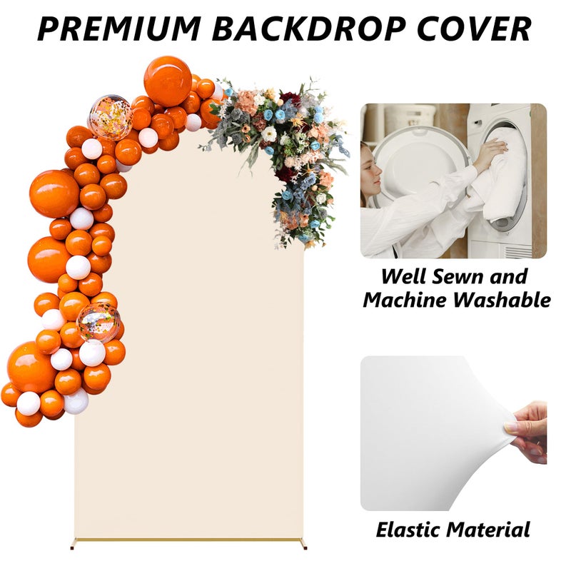 Neatsure Arch Backdrop Stand and Cover Set, 7.2FT Metal Photo Balloon Arch Backdrop Stand for Wedding Birthday Party Baby Shower Ceremony Graduation Decoration, Beige - Image 3