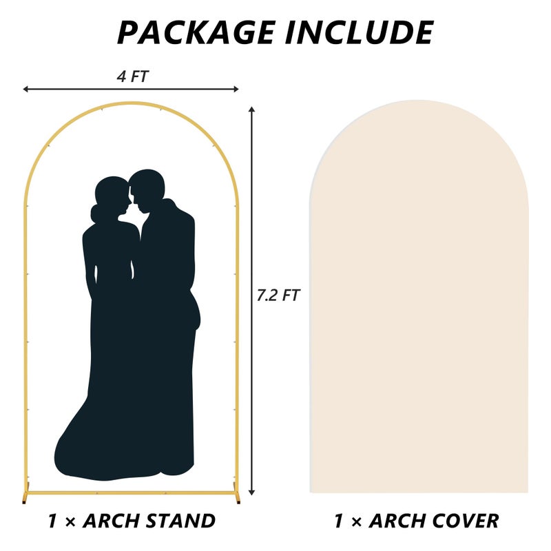 Neatsure Arch Backdrop Stand and Cover Set, 7.2FT Metal Photo Balloon Arch Backdrop Stand for Wedding Birthday Party Baby Shower Ceremony Graduation Decoration, Beige - Image 2