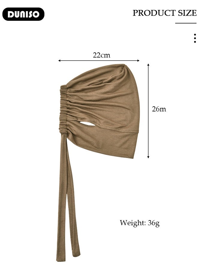 DUNISO Hijab Undercap for Women Hijab Cap Milk Silk Fabric  Hijab Underscarf Solid Color Adjustable Tie Back Full Cover Inner Head Scarf Turbans for Women Chemo Sleep Cap - Image 2
