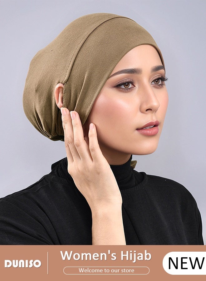DUNISO Hijab Undercap for Women Hijab Cap Milk Silk Fabric  Hijab Underscarf Solid Color Adjustable Tie Back Full Cover Inner Head Scarf Turbans for Women Chemo Sleep Cap - Image 1