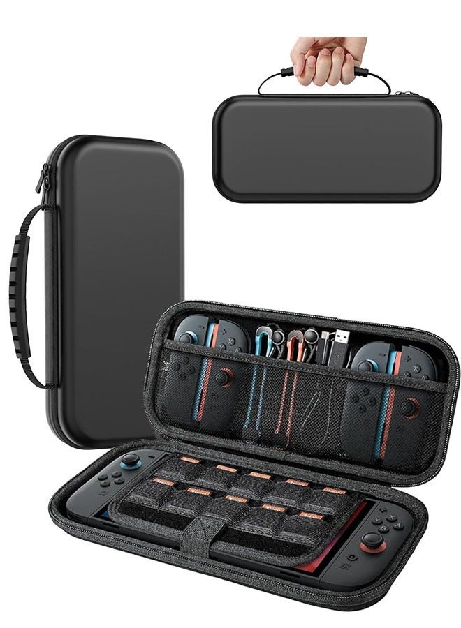 Switch 2 Carrying Case with 12 Game Card Slots, Hard Portable Travel Case Storage Bag Protective Pounch for 2025 Nintendo Switch 2 Console and Accessories, Black - Image 1