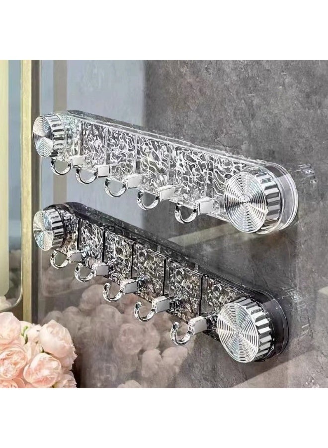 كيتشينو شماعة متعددة الاستخدامات لتنظم أغراضك بسهولة بدون مسامير أو حفر أو لزق يتم لصقها عن طريق شفط الهواء | 5 خطافات متحركة بتصميم أنيق و زرار لشفط الهواء - لون شفاف - Image 4