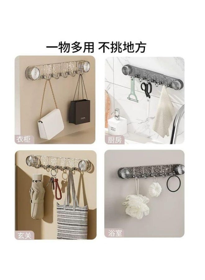 كيتشينو شماعة متعددة الاستخدامات لتنظم أغراضك بسهولة بدون مسامير أو حفر أو لزق يتم لصقها عن طريق شفط الهواء | 5 خطافات متحركة بتصميم أنيق و زرار لشفط الهواء - لون شفاف - Image 5