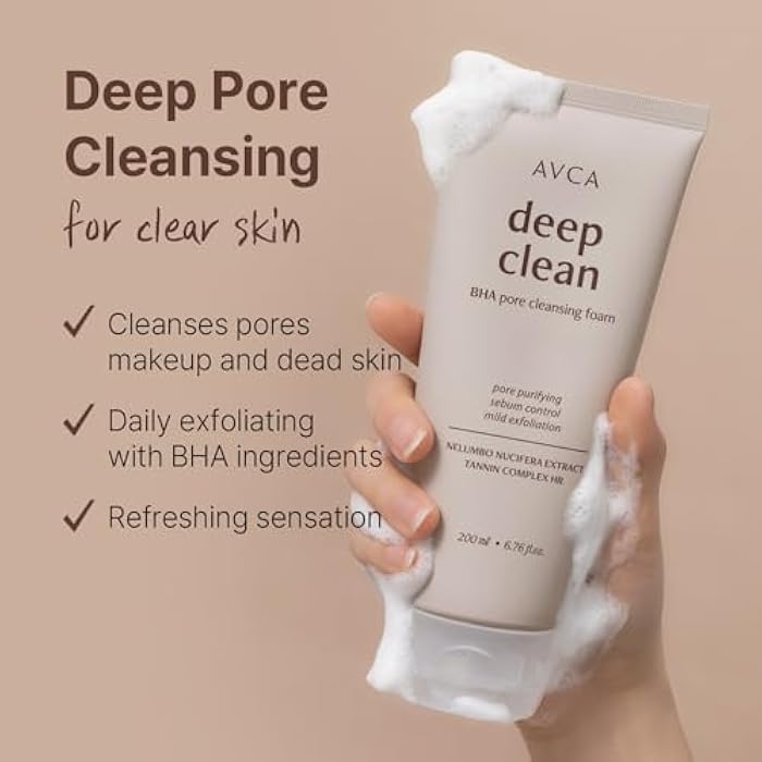 AVCA BHA Pore Cleansing Foam - Korean Facial Cleanser, Face Wash, Daily Dead Skin Care for All Skin type Facial Wash, Face Cleanser with BHA, Korea Skincare (200ml/6.76 fl.oz) - Image 2