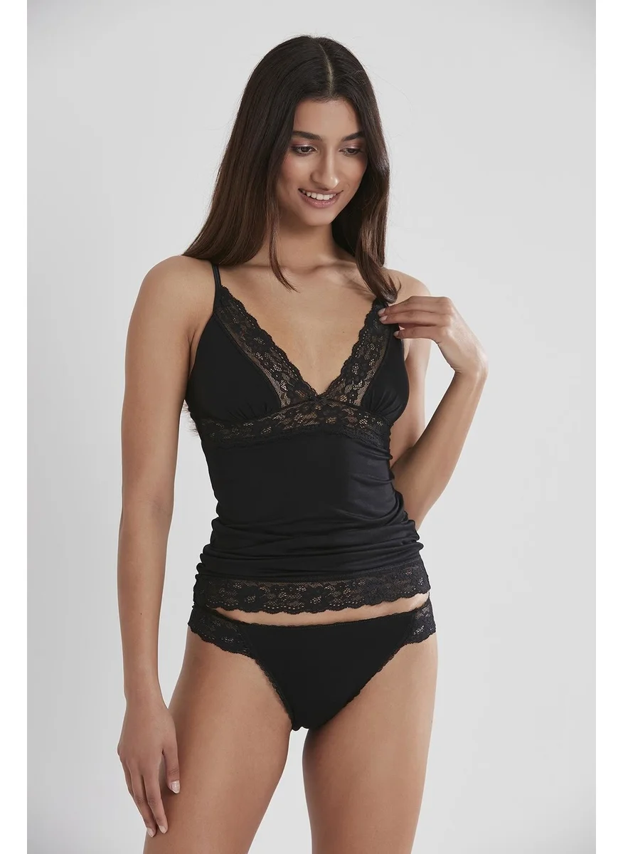 بيير كاردان Lace Combed Cotton Athlete Panties / Camisole Set - 310