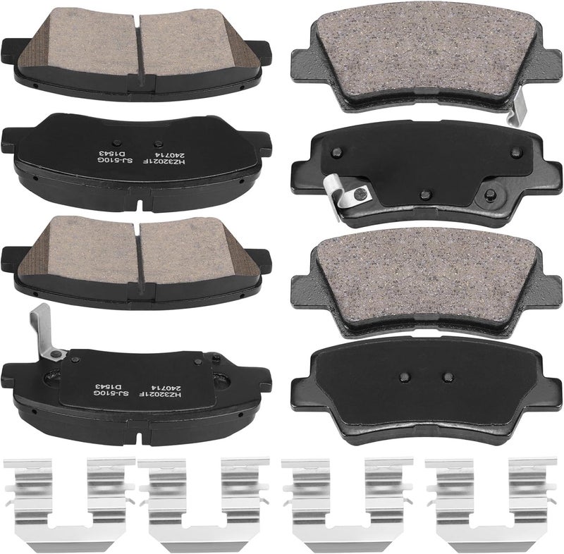 SUPLABEL Front and Rear Ceramic Brake Pads for Hyundai Elantra, Veloster, and Kia Forte - Image 1