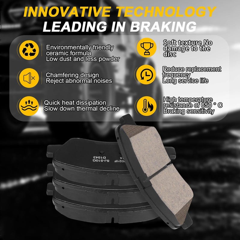 SUPLABEL Front and Rear Ceramic Brake Pads for Hyundai Elantra, Veloster, and Kia Forte - Image 4