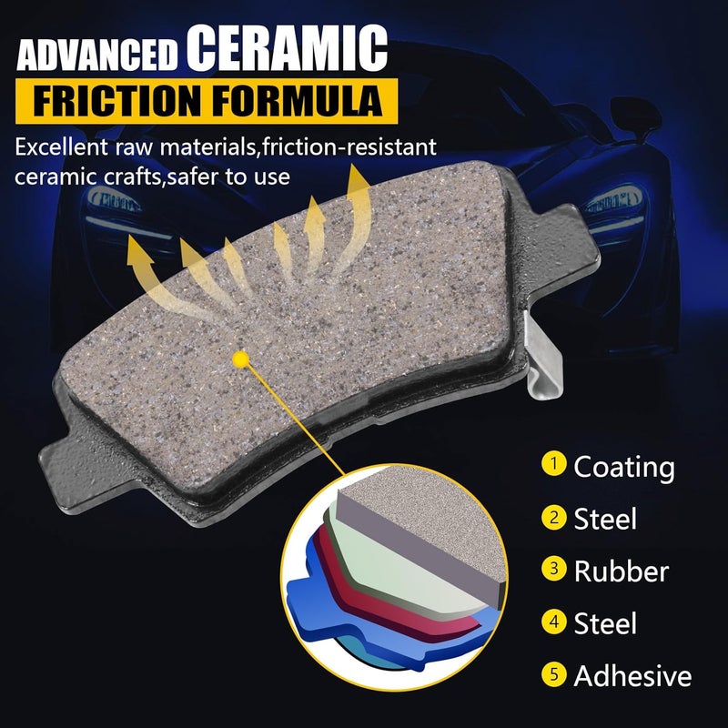 SUPLABEL Front and Rear Ceramic Brake Pads for Hyundai Elantra, Veloster, and Kia Forte - Image 3