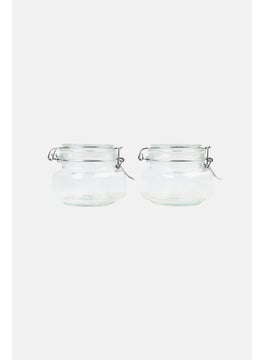 YOTO 2 Piece Glass Canister Set With Clip, Transparent  - Image 1