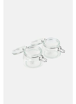 YOTO 2 Piece Glass Canister Set With Clip, Transparent  - Image 2