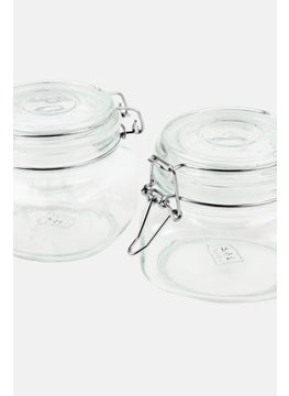 YOTO 2 Piece Glass Canister Set With Clip, Transparent  - Image 3