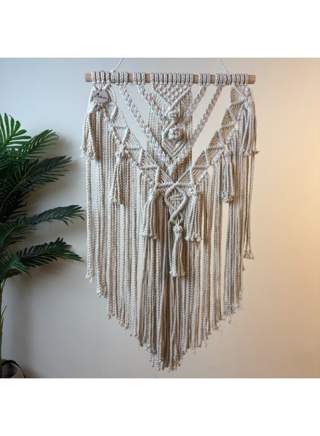 انتيكيانو مكرمية جدارية للتعليق على الحائط، ديكور عصري بوهيمي 70x39 سم - Image 1