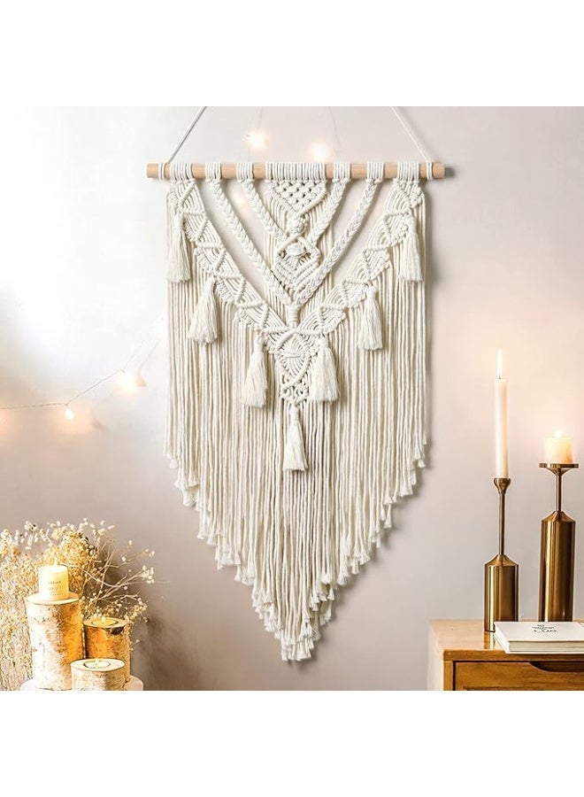 انتيكيانو مكرمية جدارية للتعليق على الحائط، ديكور عصري بوهيمي 70x39 سم - Image 2