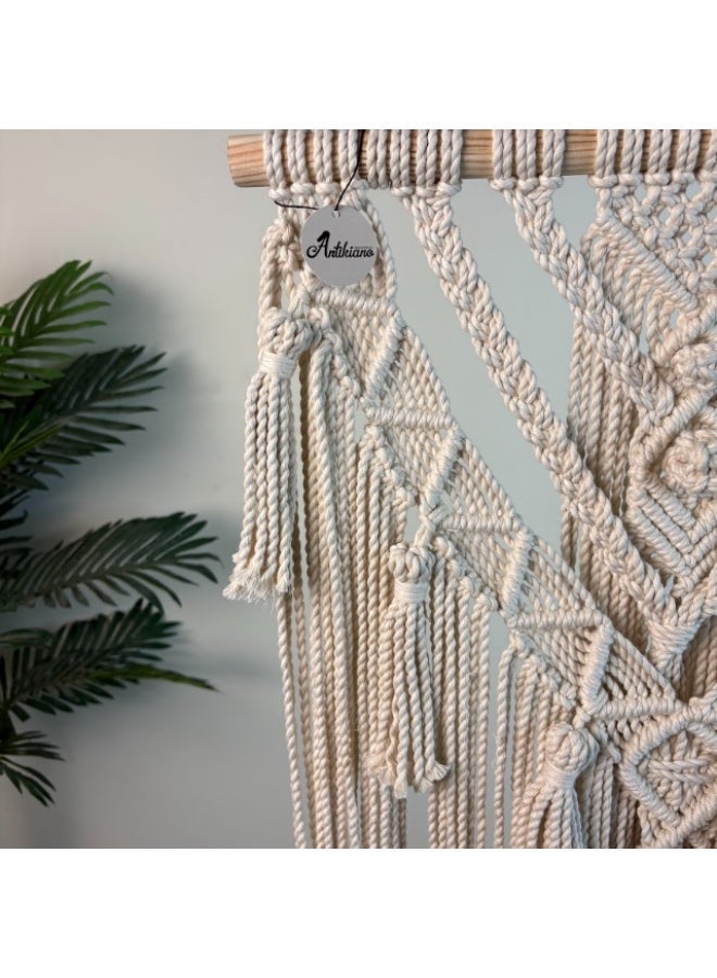 انتيكيانو مكرمية جدارية للتعليق على الحائط، ديكور عصري بوهيمي 70x39 سم - Image 5