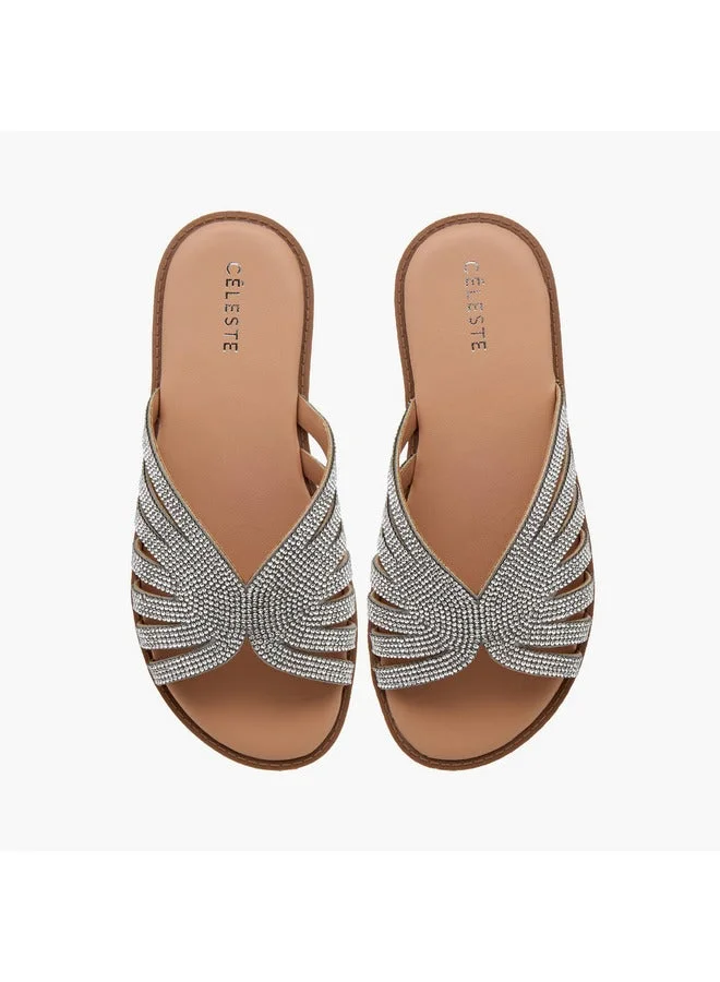 سيليست صنادل بناتي مسطحة سهلة الارتداء مزينة