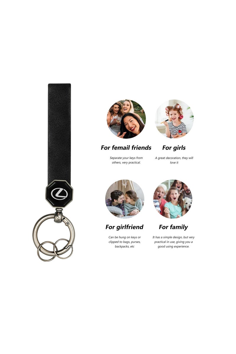 ليكساس سلسلة مفاتيح سيارة جلدية بشعار لكزس - حامل مفاتيح دوار 360 درجة، حزام ناعم، حلقة زنبركية محمولة، حلقة مفاتيح معدنية متينة لمفاتيح السيارة والمنزل والإكسسوارات (12.5 سم × 1.5 سم) - Image 3